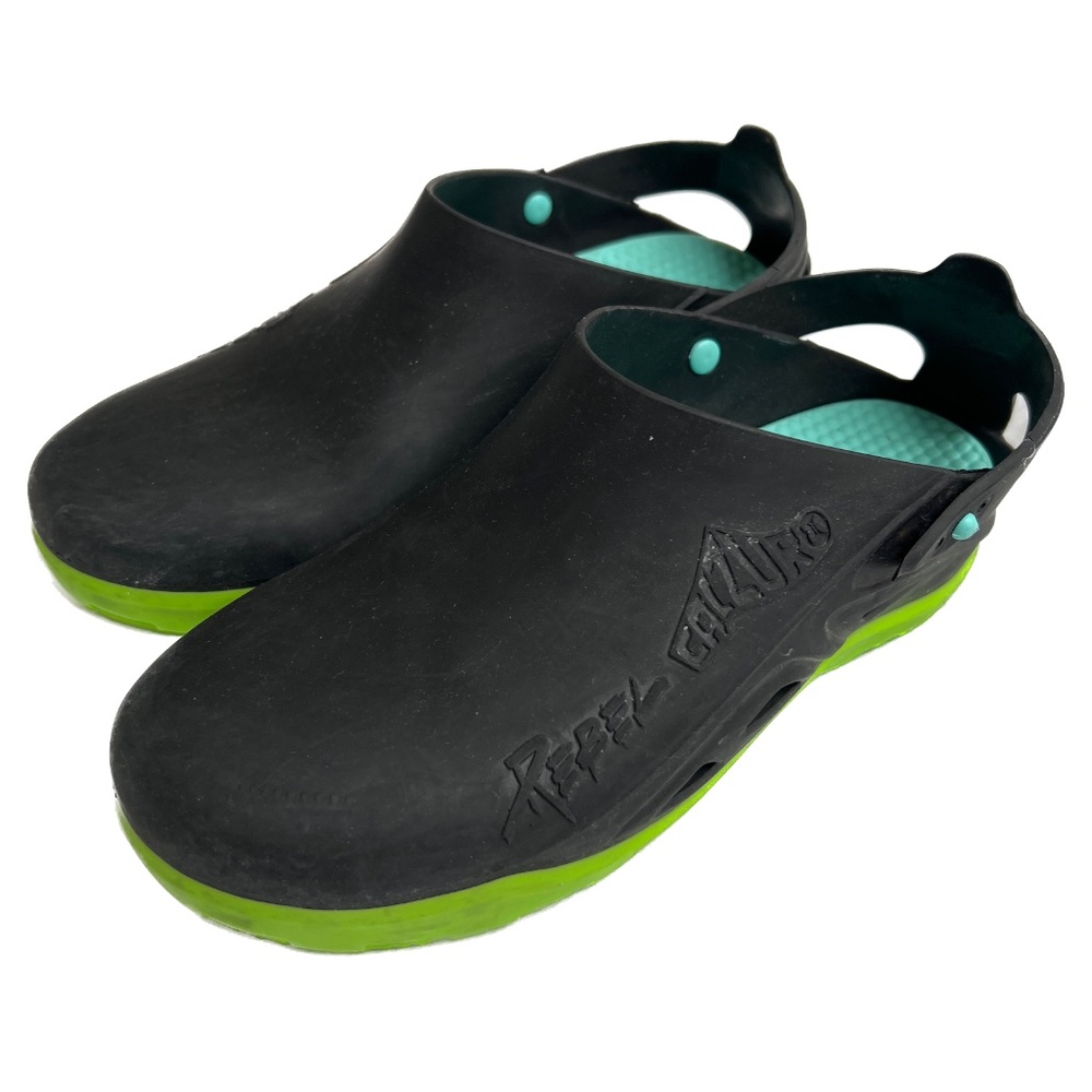 CALZURO Rebel Shoes Clogs Non Slip Medical Black Green 36 - 37 Removable Insole